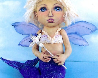 SE795 - Mermaid Fairy, 8"  Fabric Doll Pattern,  Sewing Cloth Doll Pattern - PDF Download by Susan Barmore