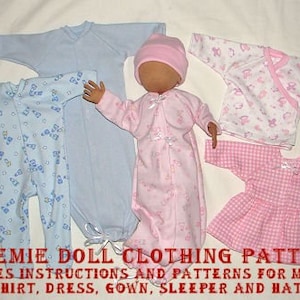 Preemie Doll Clothing Pattern – Cloth Doll Wardrobe Making Sewing Pattern - PDF Download by Sandy Eding