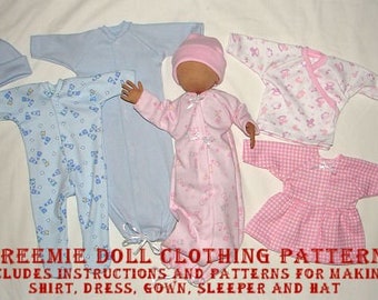 Preemie Doll Clothing Pattern – Cloth Doll Wardrobe Making Sewing Pattern - PDF Download by Sandy Eding