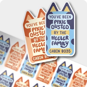 pixie dust stickers | bluey inspired | personalized disney cruise fish extender labels | cabin door favors | you&#39;ve been pixie dusted tags