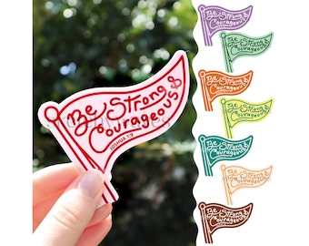 joshua 1:9 | be strong and courageous | matte waterproof vinyl sticker | christian bible verse scripture faith jesus decal | church gift
