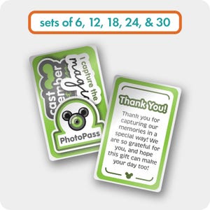 Regalos de Disney Photopass / Tarjeta de agradecimiento y pegatinas para miembros del elenco de fotógrafos del parque / Bolsas de agradecimiento con polvo de hadas personalizadas / Paquete combinado