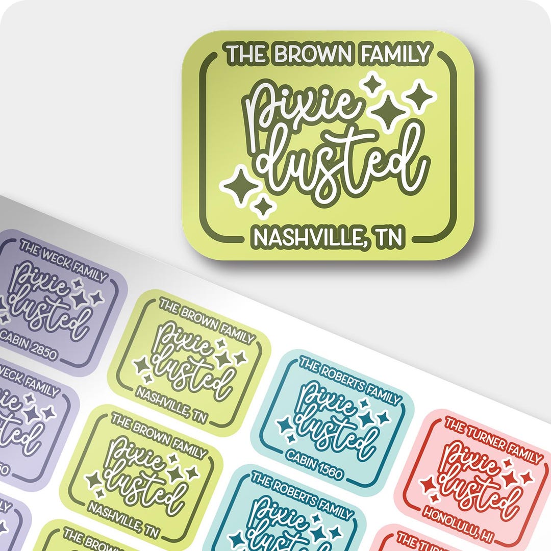 Pixie Dust Sticker Examples Pixie Dust Stickers | Personalized Disney Cruise Fish Extender Labels ...