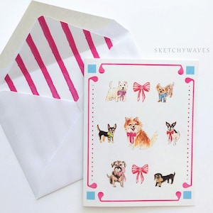Cartes chien/chiot -Mignon, Girly, Preppy -Chihuahua, Pomeranian, Yorkie, etc -Papeterie Set - Notecards, Cartes blanches, Autocollants -Cadeau d’amoureux de chien