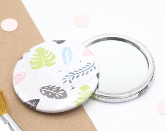 Jungle Pattern Pocket Mirror // Compact Mirror // Mirror for bag // Round Mirror // Cute Mirror for Bag // Gift for Her // Jungle Print