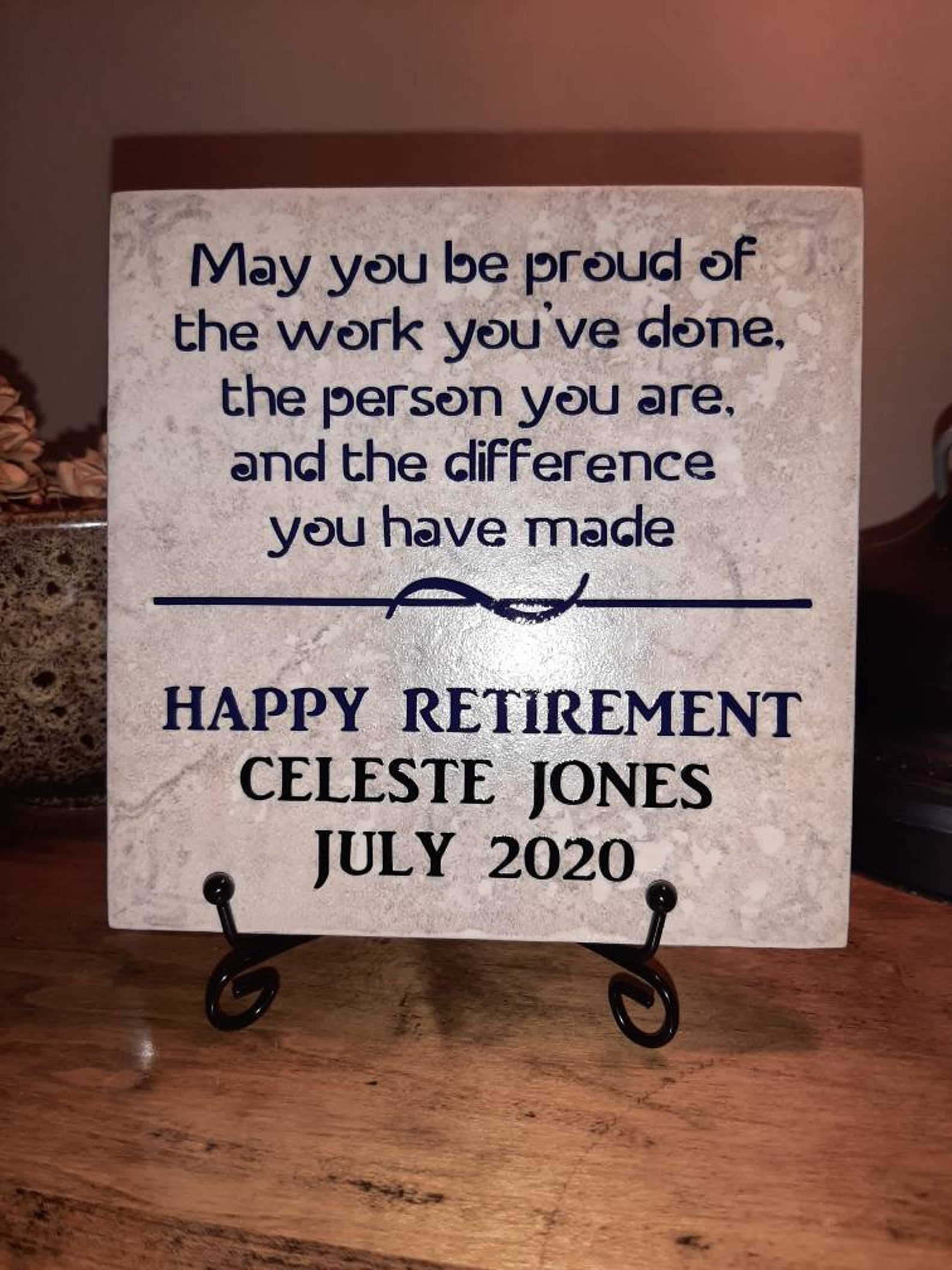 Personalized Happy Retirement Tile Plaque Gift For Boss Etsy
