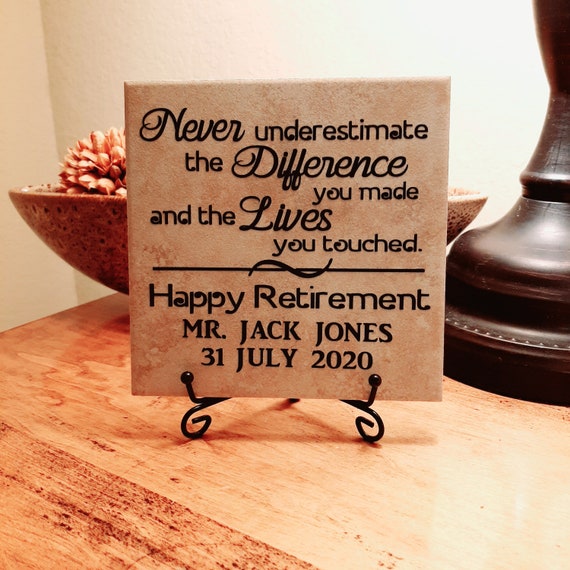 Personalized Happy Retirement Tile Plaque Gift For Boss Etsy