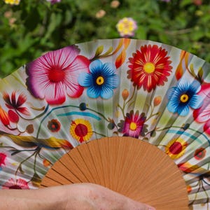 Hand Fan, Wood and fabric fan, Folding fan, Handmade fan, for her, For girlfriend, Spanish fan, Summer Fan, Modern style, Gift to cool off