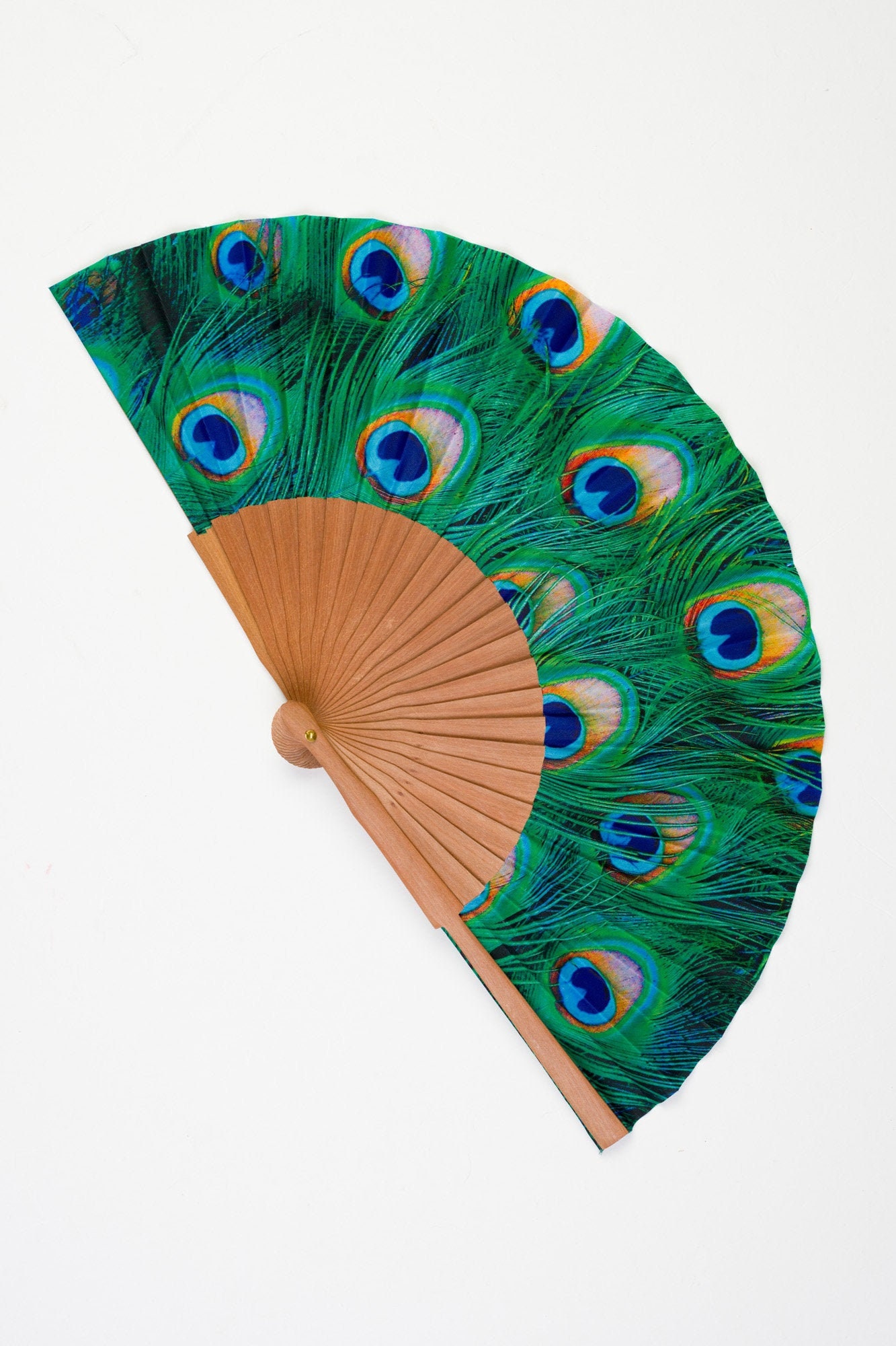 Wood and fabric fan. Modern fan. Handmade fan. Gift for her. Etsy