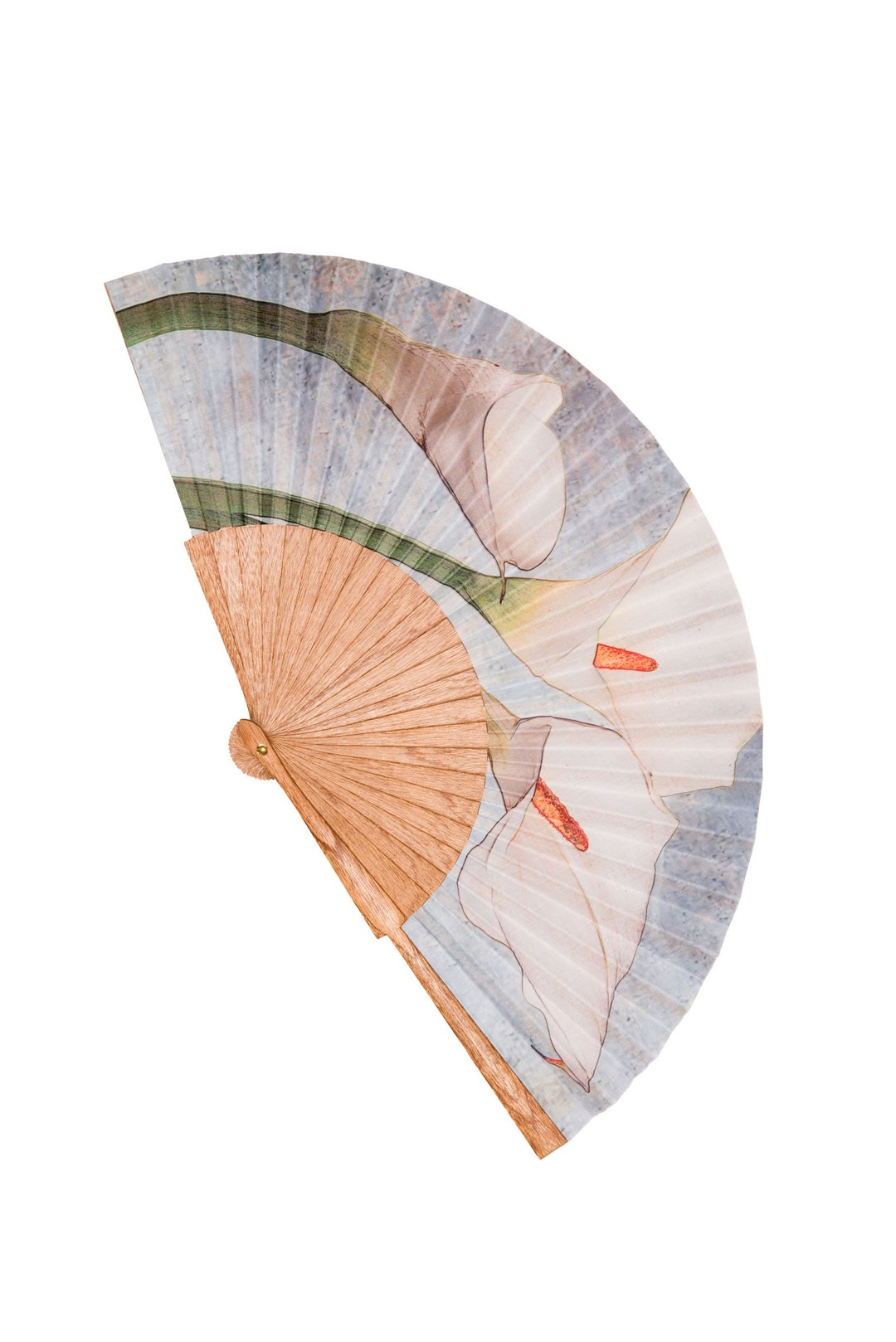 Wood and Fabric Folding Hand Fan, Ecological and Sustainable. Handmade in Spain. Gift for Her