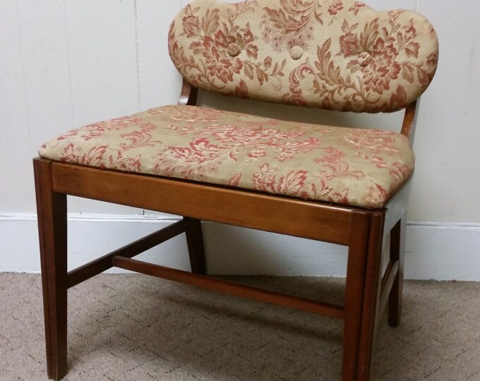 Art Deco Vanity Bench Stool Vintage 60s Wood Chair Piano Seat Etsy