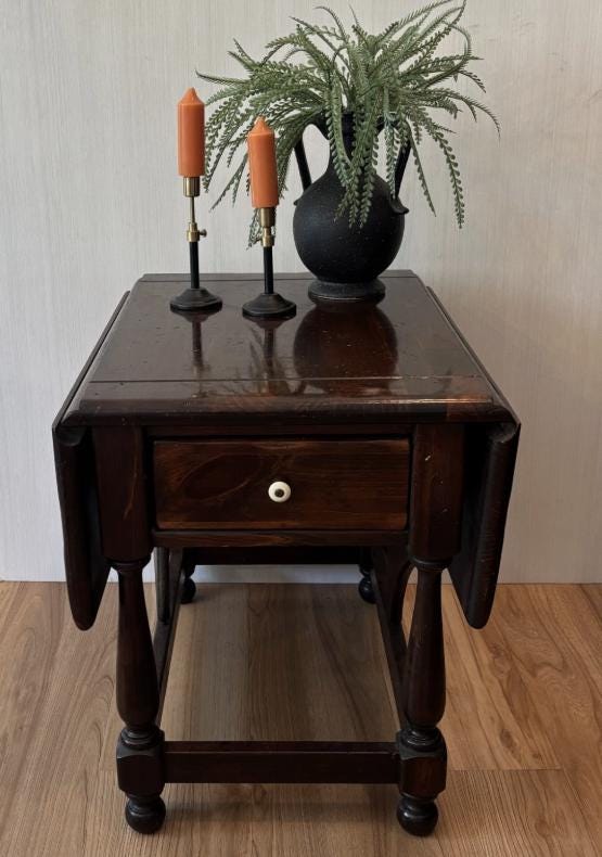 イーサン・アレン クイーンアンスタイル マホガニー ドロップリーフサイドテーブル Ethan Allen Drop Leaf Side Table - Etsy