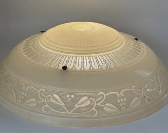 Vtg Art Deco Semi Flush Mount Glass Ceiling Light Fixture Peach 20s 30s 40s 15"D