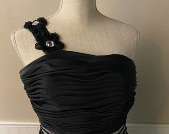 VTG Julie Duroche After Five Corset Little Black Dress S Taffeta Rare Homecoming