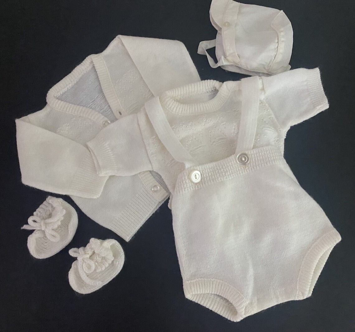 Vintage Infant Boys White Sweater Set Overall Jacket Sailboat Etsy