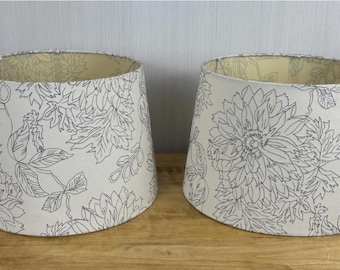 Pair Drum Lamp Shades Set of 2 Camel Linen Farmhouse Cottage 13"D x 10.75"H