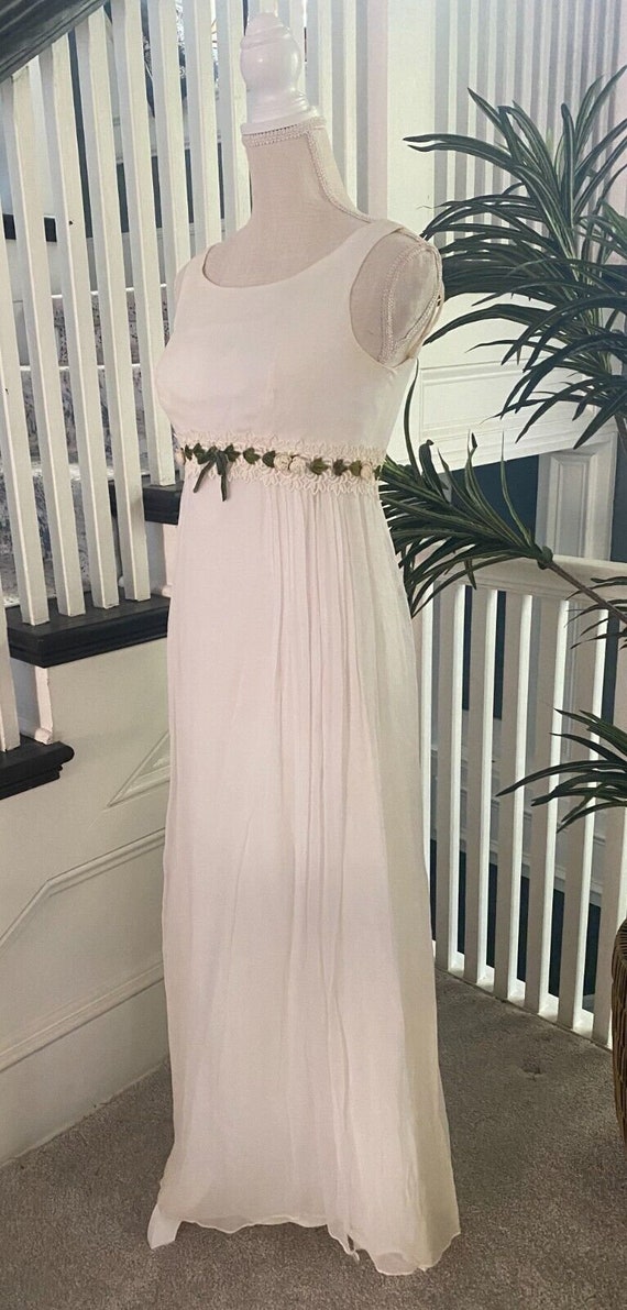 Vintage Womens Ivory Dress Princess Formal Sheer Line… Gem