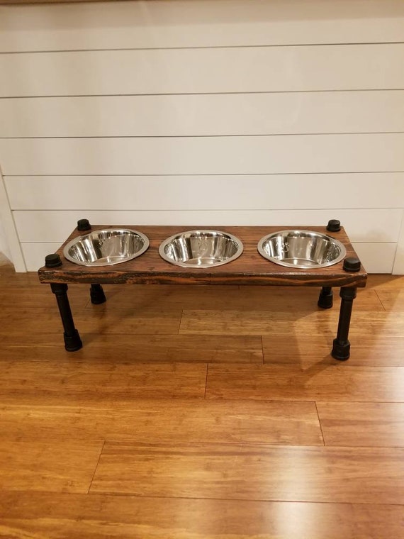 3 Bowl Elevated Dog Feeder Etsy