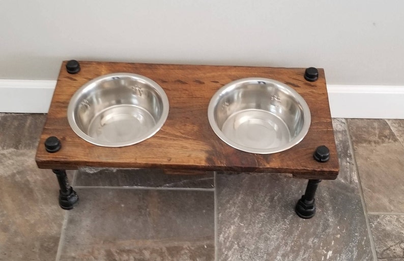 Industrial Elevated Dog Bowls Etsy
