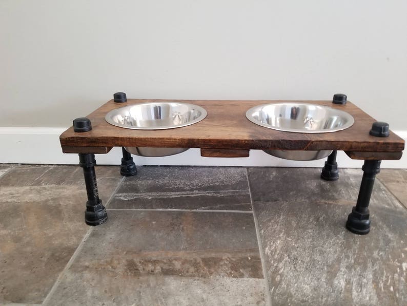 Industrial Elevated Dog Bowls Etsy