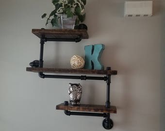 Chunky Wood Shelf,industrial Iron Steam Punk Brackets-handmade,floating,rustic