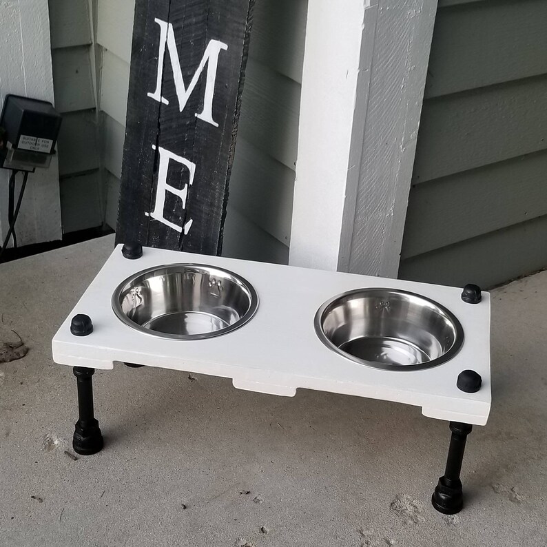 Industrial Elevated Dog Bowls Etsy
