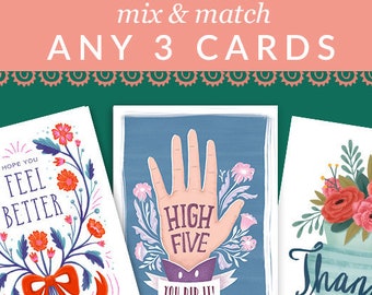 Mix& Match Card Set Sale of Blank Greeting Cards, Pick Any 3 Cards of Your Choice