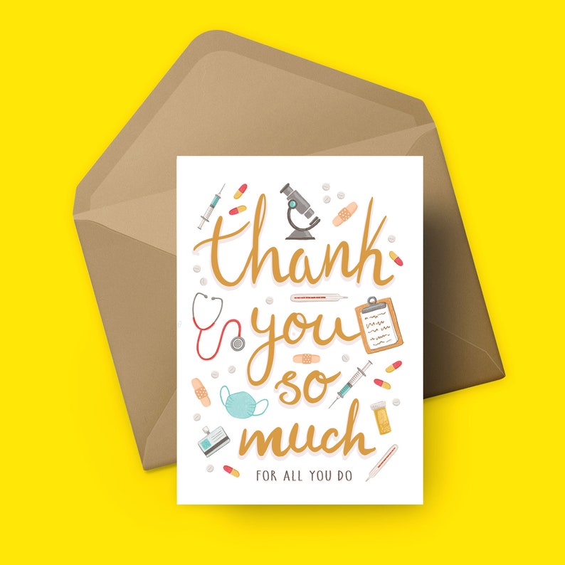 Medical Thank You Card for Doctors With Illustrated Medical Etsy