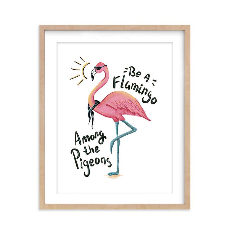 Pink Flamingo Art Print with Inspirational Quote, Fabulous Flamingo Graphic Illustration Poster, Wall Art Print for Girls Room image 3