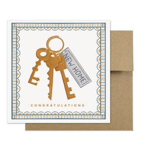 New Home Card, Keys  Housewarming Card for New Home Owners, Welcome Home Recycled Card, Congratulations on New Move Card