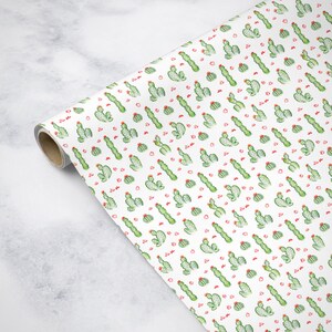 Cactus Wrapping Paper in Watercolor, Modern Cacti Plants Gift Wrap ...