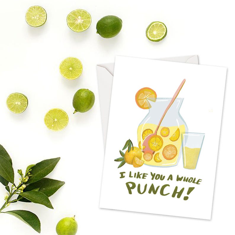 Citrus Fruit Punch Lemonade Card Friendship/ Love Pun Etsy