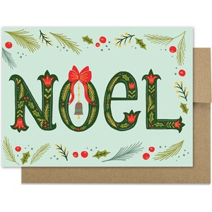 NOEL Holiday Card for New Year Greetings, Seasonal hand-lettering Christmas card image 2