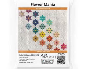 Flowermania English Paper Piecing Full Quilt (Papers Only)