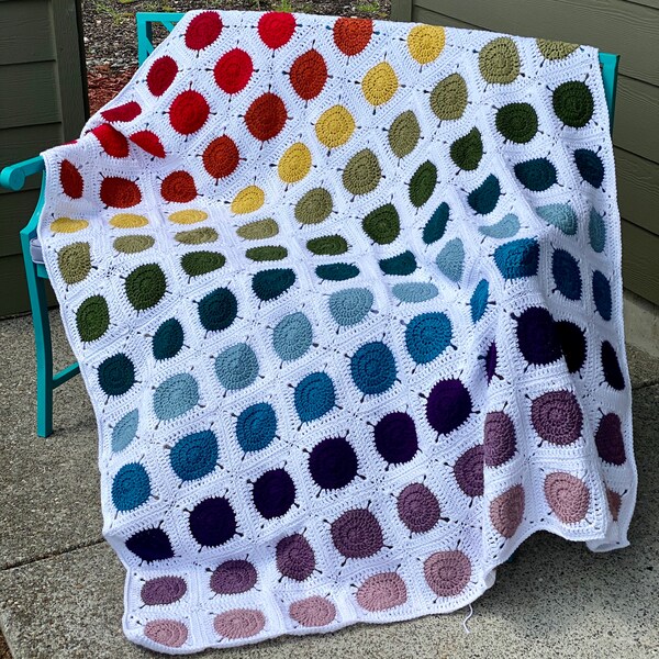 Mx Domestic's Rainbow Dots Afghan Blanket PDF Pattern