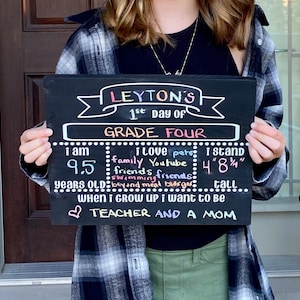 FIRST DAY of SCHOOL Chalkboard - School Chalkboard Reusable School Stats Chalkboard First and Last Day of School Sign Chalkboard for Pics