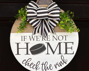 Hockey Family Door Hanger -Door Decor Welcome Sign- Gift for Hockey Fans