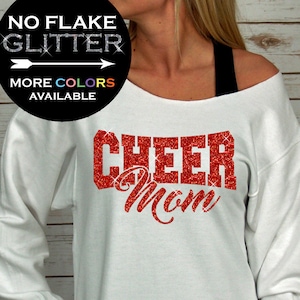 Cheer Mom sweatshirt Off Shoulder Raw Edge GLITTER, cheerleading, cheerleader cheer shirts, cheer mom shirt, cheer shirt, Plus Sizes