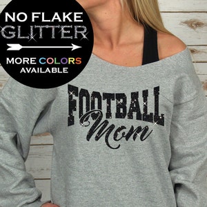 Football Mom Shirts Personalized Glitter off shoulder sweatshirt football sweatshirt football mom tees Plus Size BD768 image 1