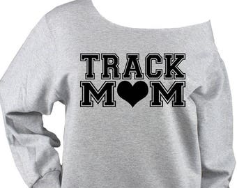 Track Mom Heart GLITTER or VINYL Unisex Sweatshirt Off Shoulder Raw Edge, Track shirt, Track mom shirt, Track sweatshirt