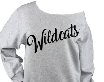 Wildcats GLITTER or VINYL Unisex Sweatshirt Off Shoulder Raw Edge -  Wildcats shirt, Wildcats sweatshirt, Wildcats tshirt, mascot shirt