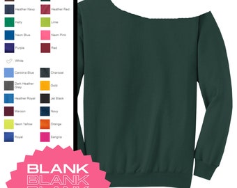Dark Green BLANK Unisex Raw Edge Off Shoulder Sweatshirt for Women, Size SM - 4XL, Sublimation 50/50 Bland, Bulk, Wholesale