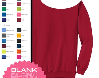 Red BLANK Unisex Raw Edge Off Shoulder Sweatshirt for Women, Size SM - 4XL, Sublimation 50/50 Bland, Bulk, Wholesale