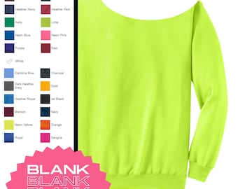 Neon Yellow BLANK Unisex Raw Edge Off Shoulder Sweatshirt for Women, Size SM - 4XL, Sublimation 50/50 Bland, Bulk, Wholesale