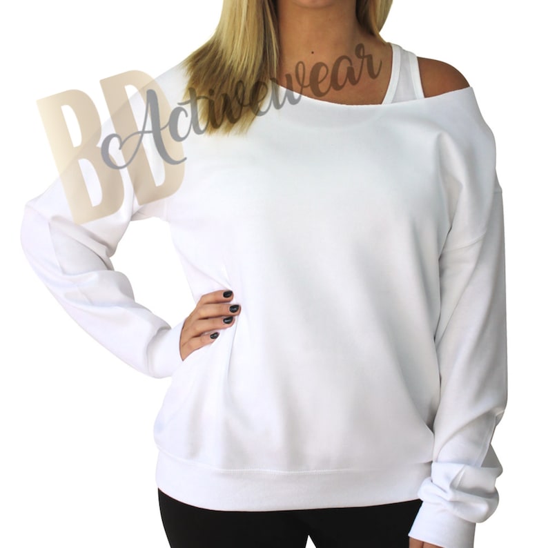 BLANK Unisex Raw Edge Off Shoulder Sweatshirt for Women, Size SM - 4XL, Sweatshirt for Sublimation 50/50 Bland, Bulk, Wholesale image 3