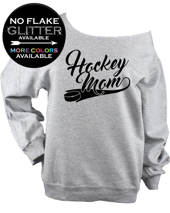 Hockey Mom Off Shoulder Raw Edge Sweatshirt - Gym, mothers day gift, hockey gifts, hockey jersey, gift for her, Plus Sizes Available