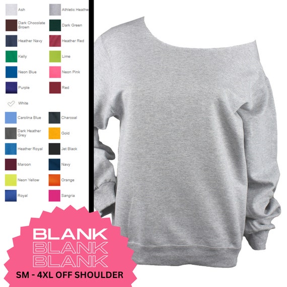 BLANK Unisex Raw Edge off Shoulder Sweatshirt for Women, Size SM 4XL,  Sweatshirt for Sublimation 50/50 Bland, Bulk, Wholesale 