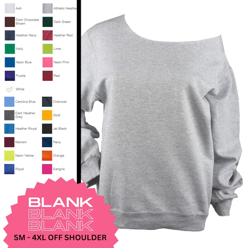 BLANK Unisex Raw Edge Off Shoulder Sweatshirt for Women, Size SM - 4XL, Sweatshirt for Sublimation 50/50 Bland, Bulk, Wholesale image 1