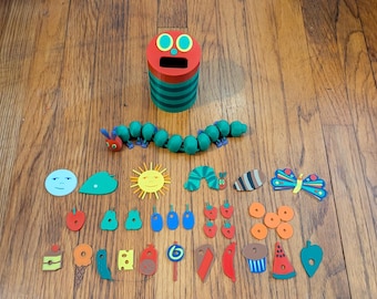Hungry Caterpillar Story Set: 3D Printed Play Food & Caterpillar Fidget