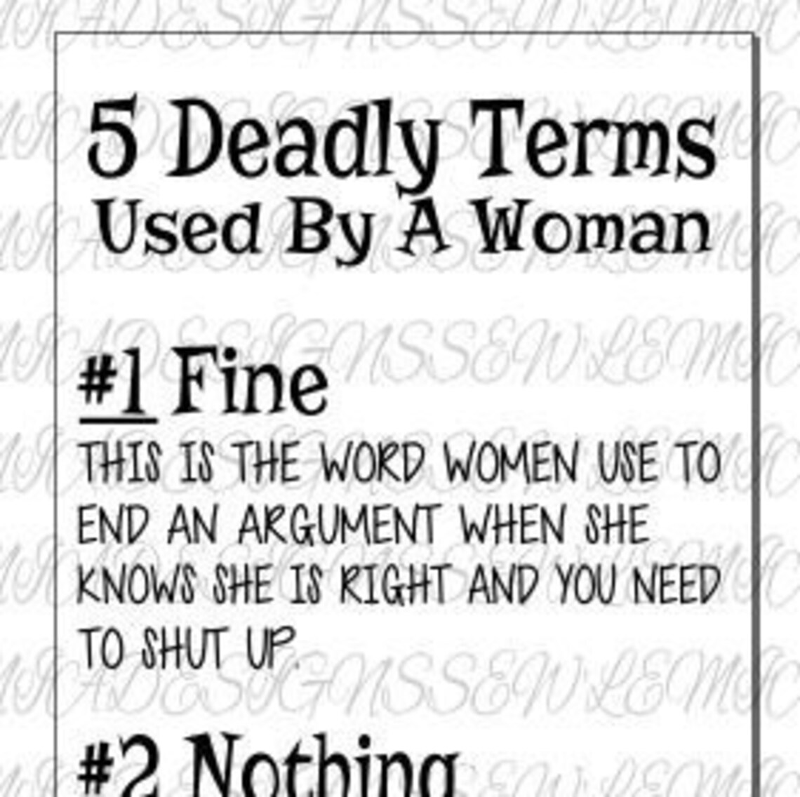 5 Deadly Terms Used by a Woman .SVG Etsy